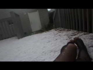 walking on a layer hail in pantyhose on my porch - part 2